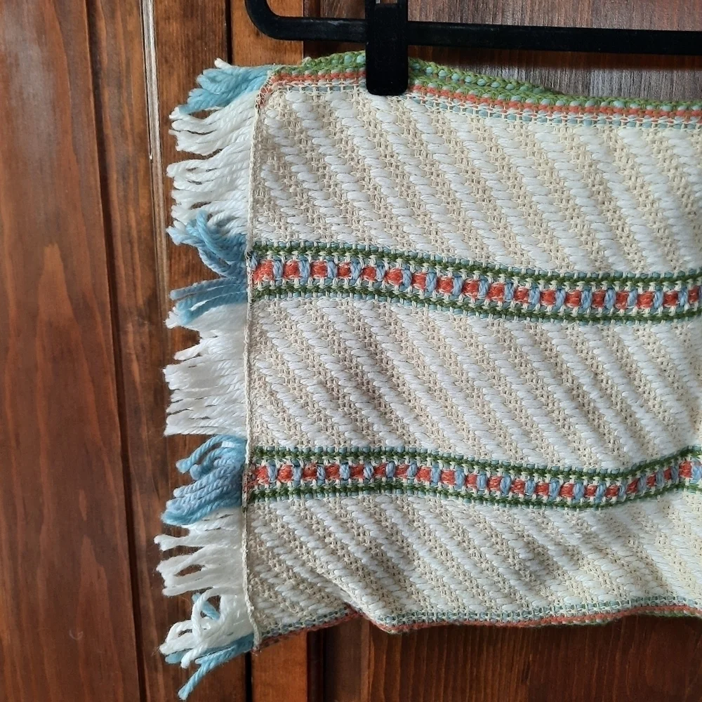 Vintage Southwestern Boho Woven Knit Fringe Striped Dinner Placemats Set Of 4